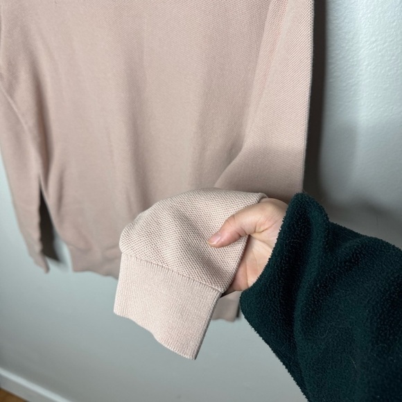 Theory Riland Pique H.Breach Cotton Sweater Blush Pink Long Sleeve Knit - Picture 5 of 8